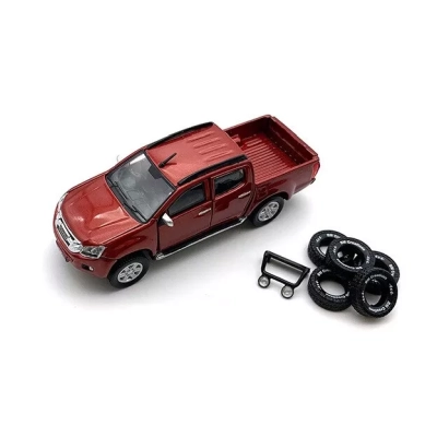 BM Creations BM64B0104rhd 1/64 2016 Isuzu D-Max, Kırmızı-Turuncu. Paket ekstra 1 takım lastik içerir.