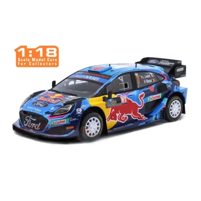 Ixo | IXRMC154B | 1/18 Ölçek 2023 Ford Puma Rally WRC1 Sweden #7 P-L. Loubet / N. Gilsoul, Mavi/Kırmızı/Sarı